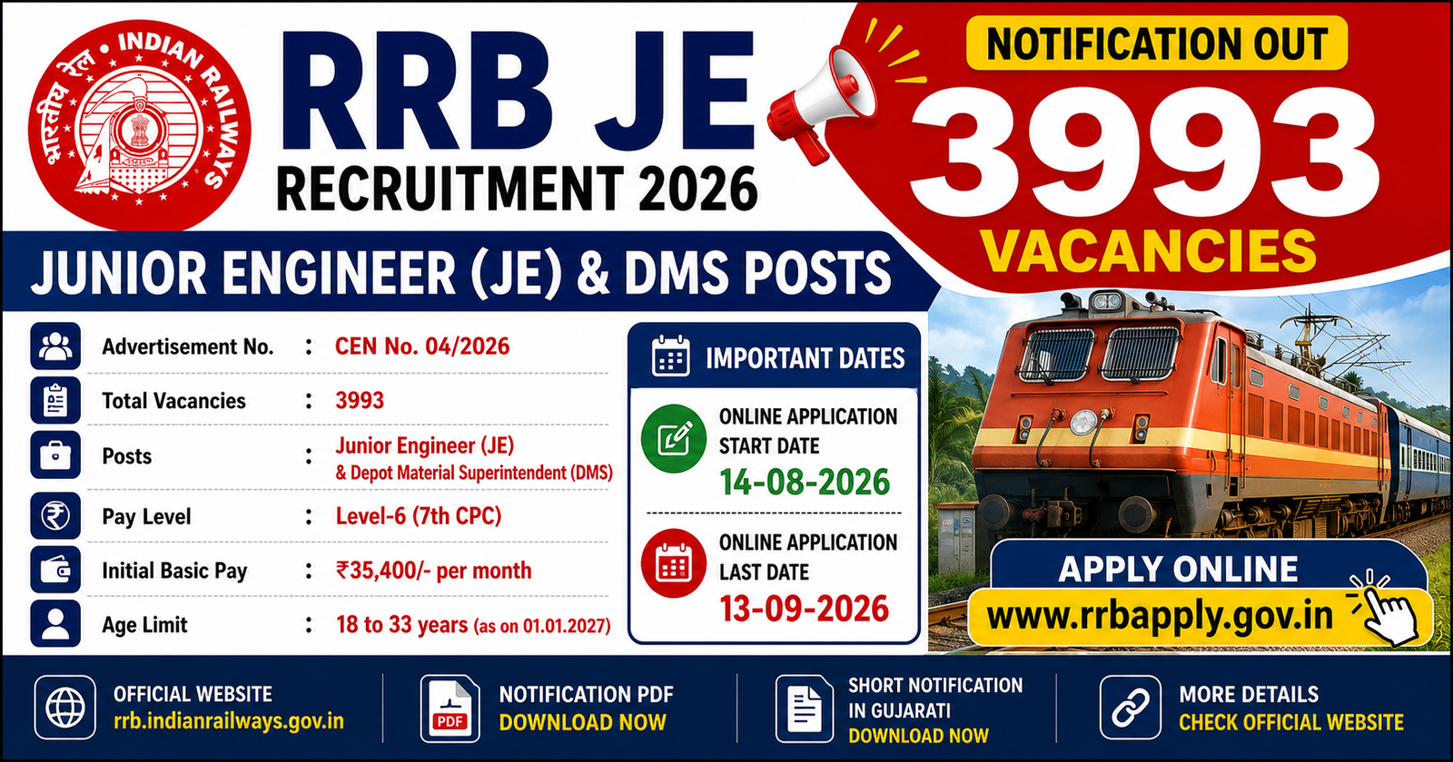 RRB JE Recruitment 2026