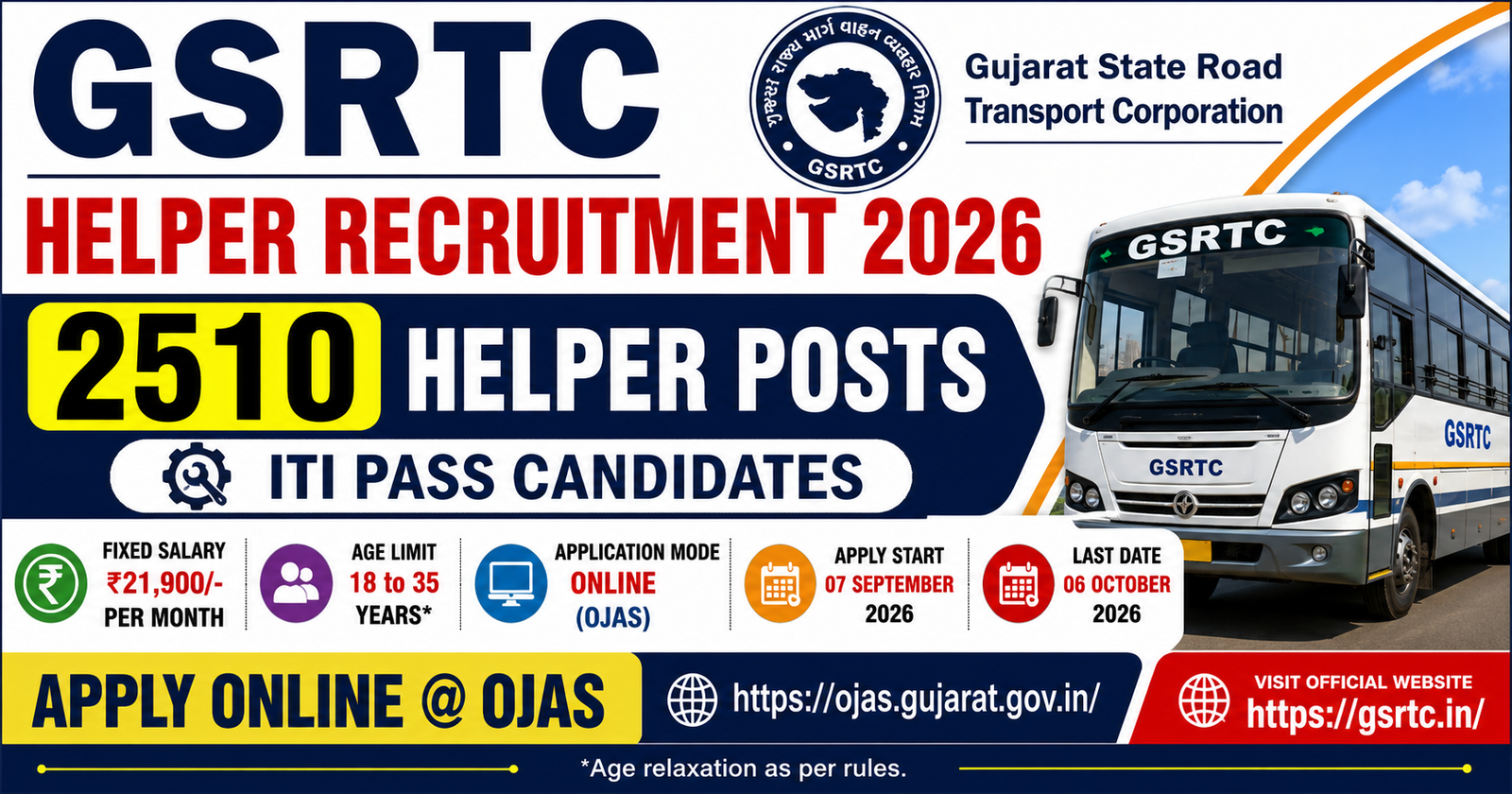 GSRTC Helper Recruitment 2026